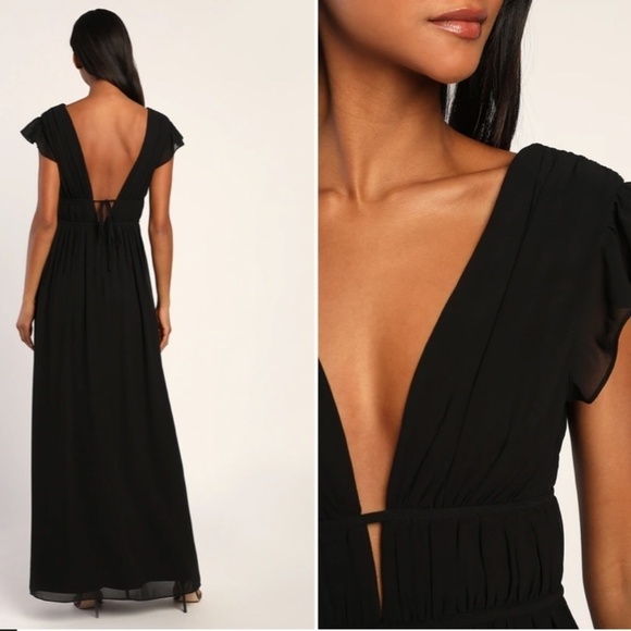 LULU's Prom Wedding Romantic Chiffon Empire Waist Maxi Dress NWT - Picture 4 of 6